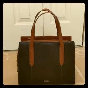 Fossil black and brown purse